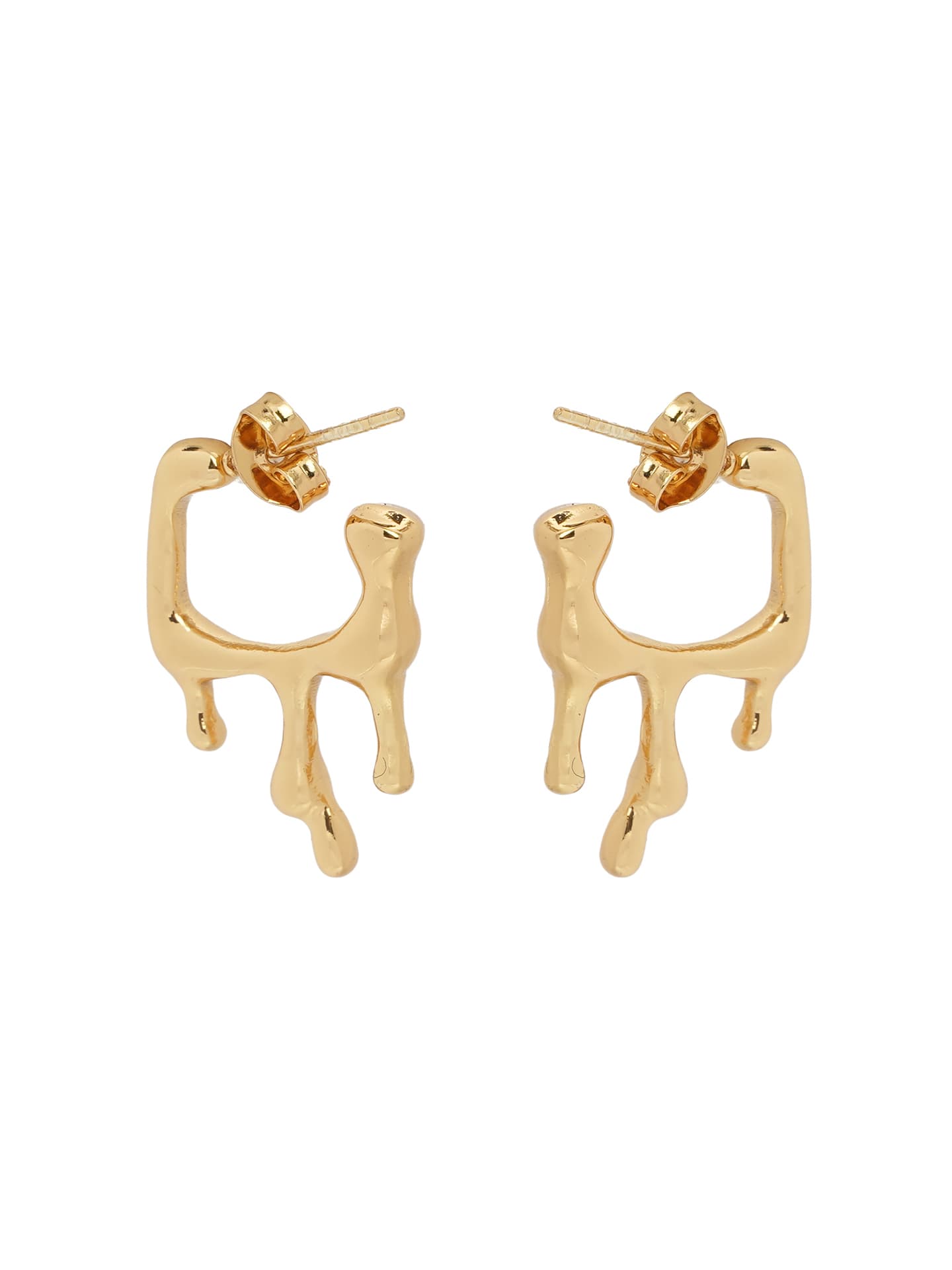 Abstract Gold Drip Hoop Earrings
