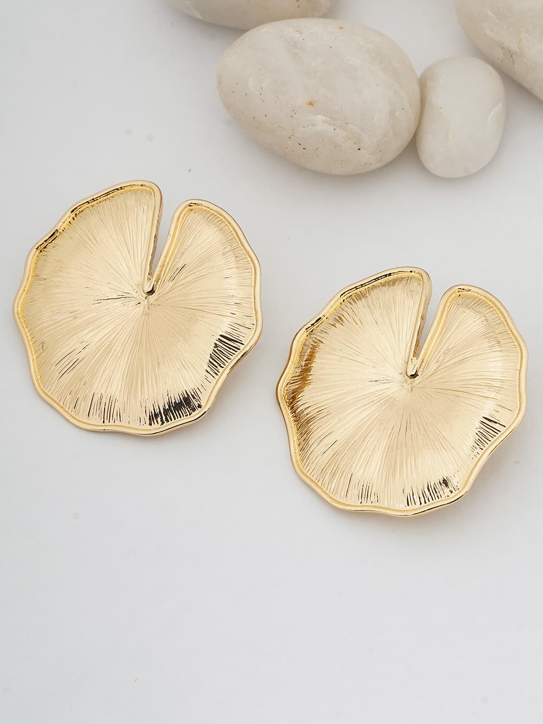 Textured Gold Lily Pad Studs