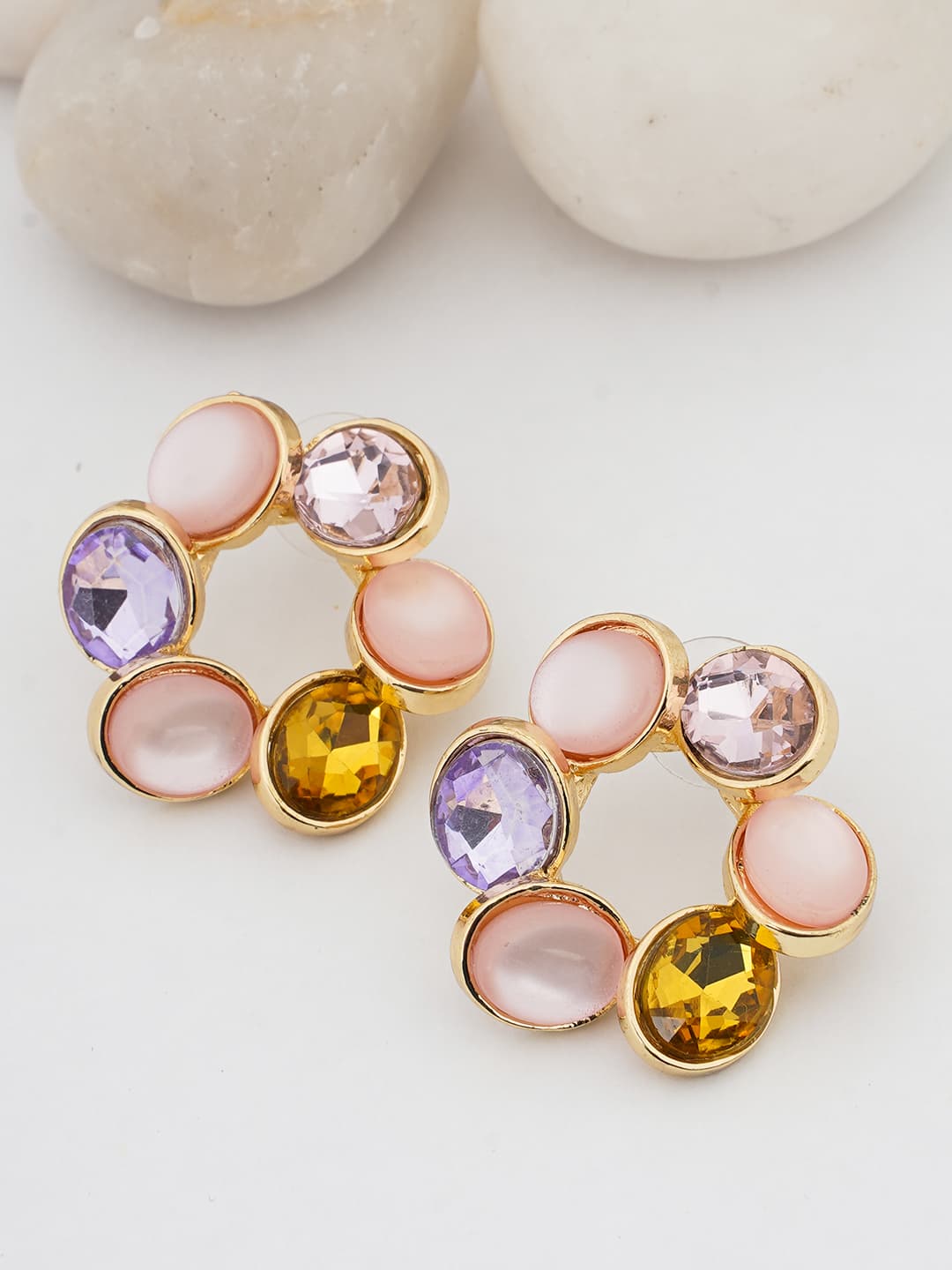 Pastel Multi-Stone Wreath Stud Earrings
