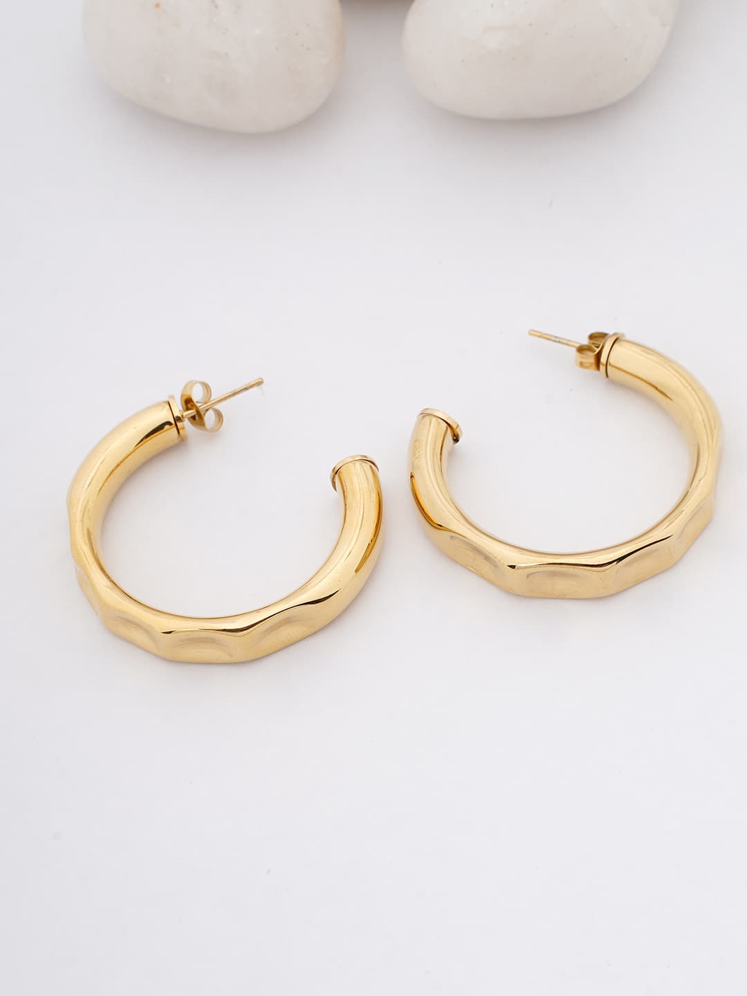 Gold-Tone Classic Thick Hoop Earrings