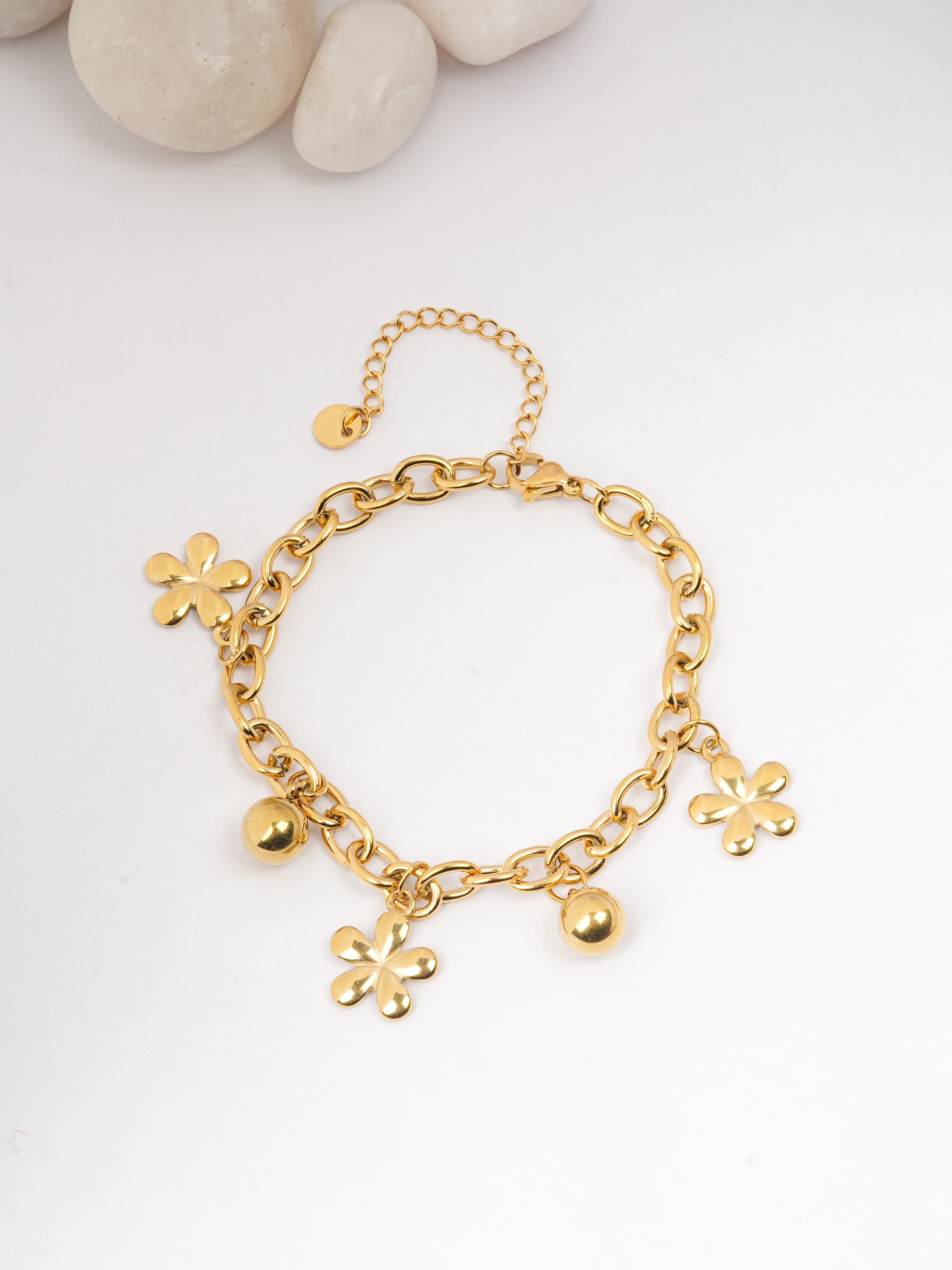 Golden Flower Charm Bracelet