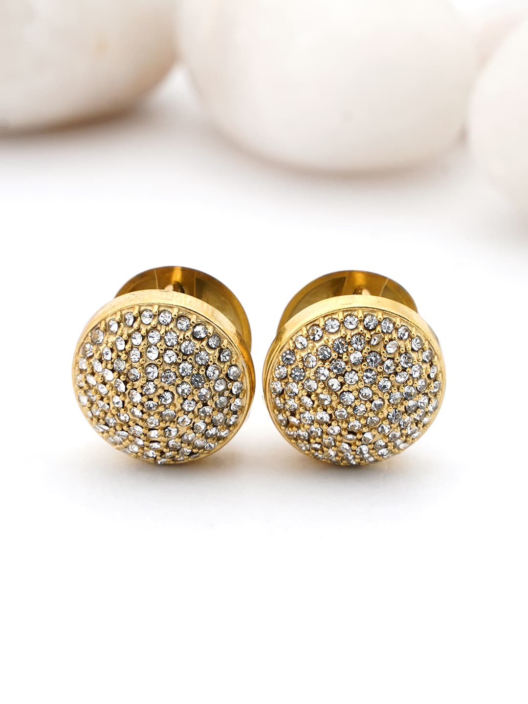 Crystal Pavé Disc Stud Earrings