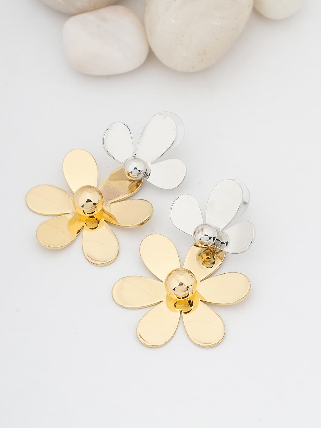 Two-Tone Modernist Floral Drops