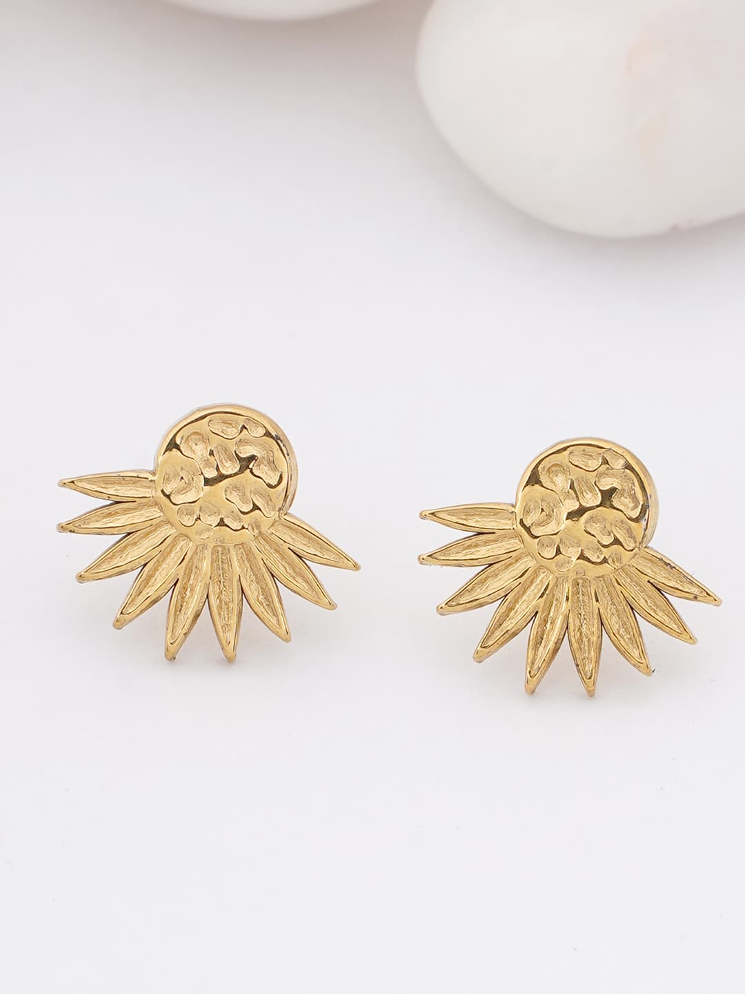 Sunburst Floral Gold Stud Earrings