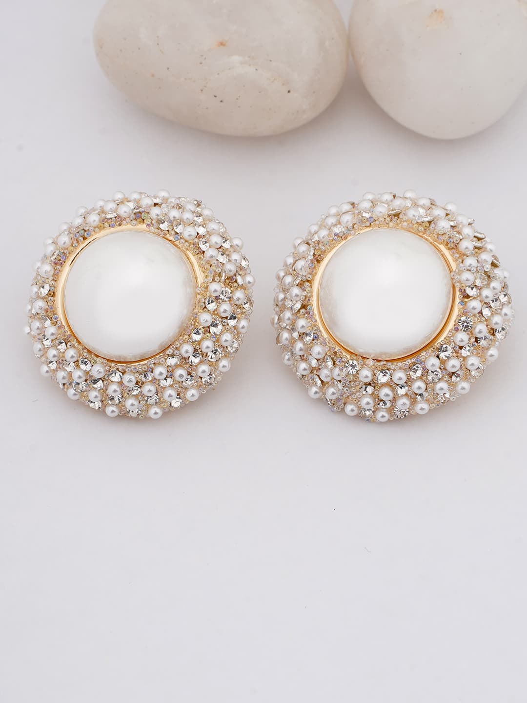 Ornate Pearl & Crystal Halo Studs