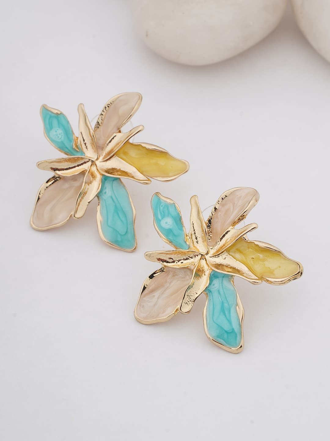 Enamel Floral Stud Earrings
