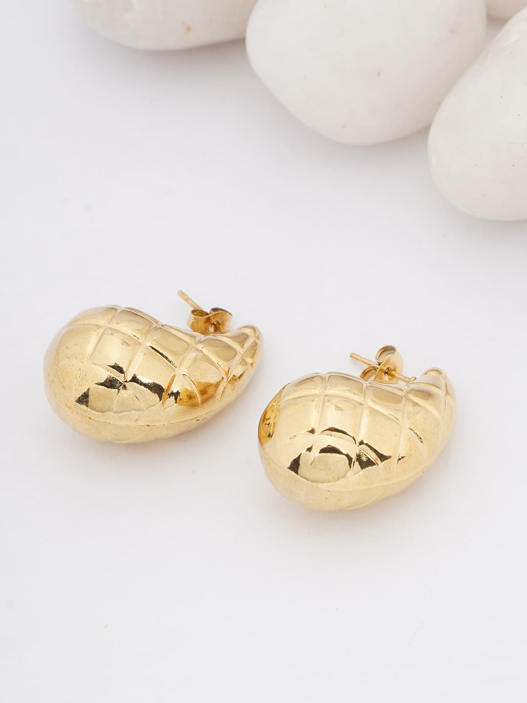 Gold-Tone Textured Stud Earrings