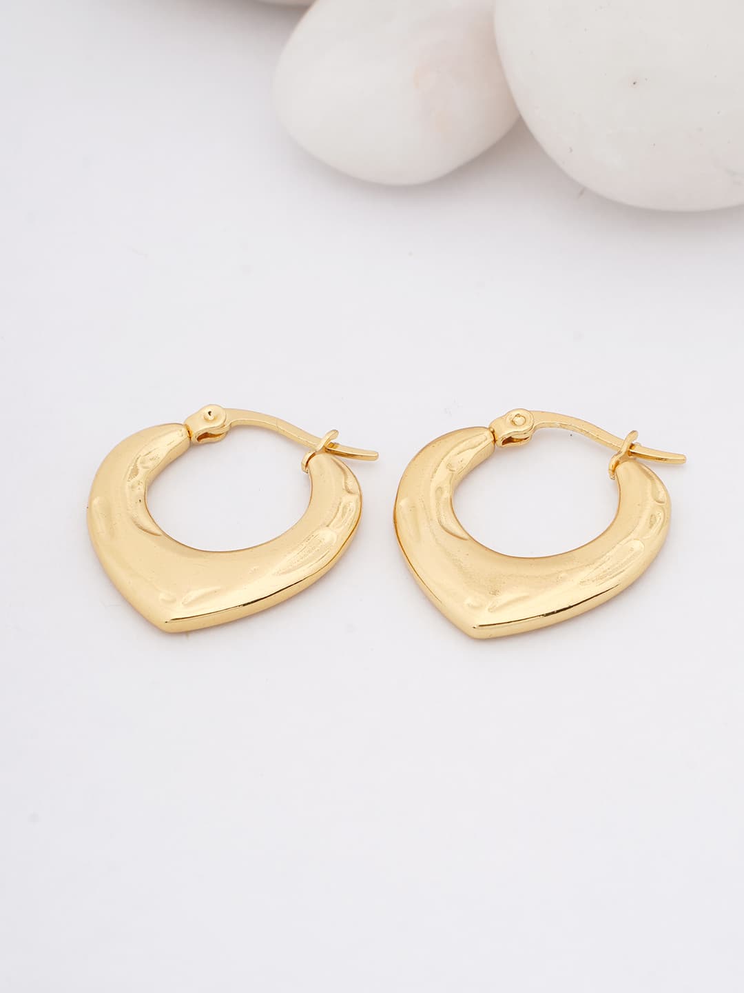 Polished Gold Heart Hoop Earrings