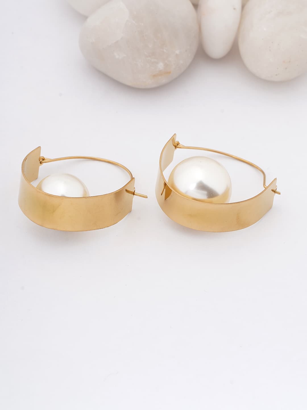 Pearl Cage Hoop Earrings
