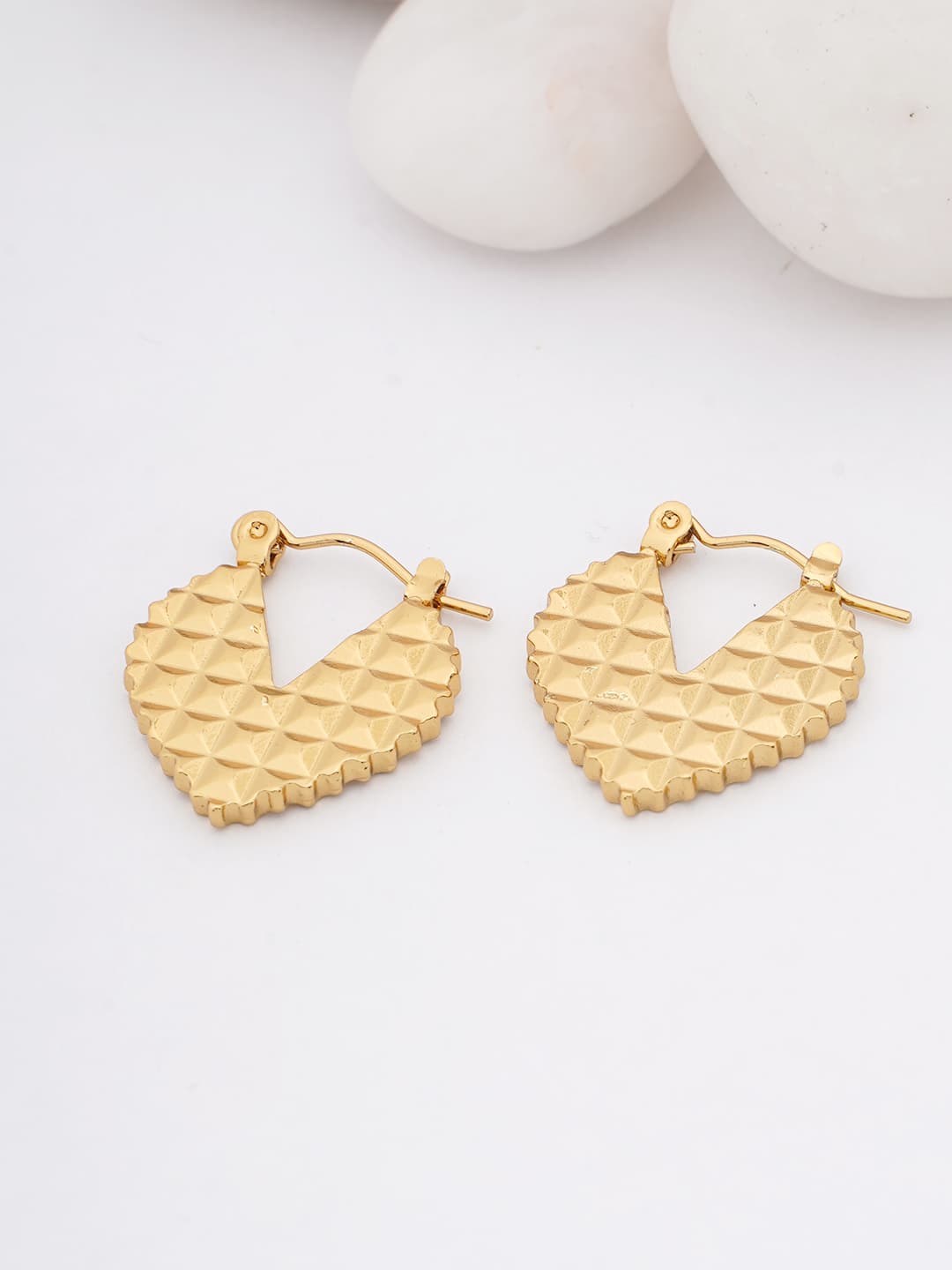 Textured Gold Heart Hoop Earrings