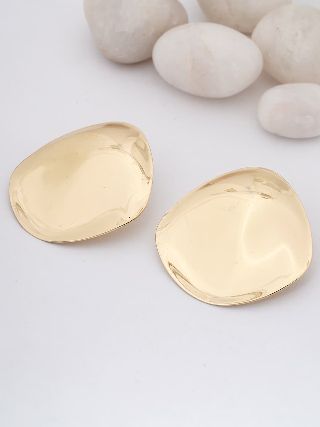 Polished Gold Teardrop Stud Earrings