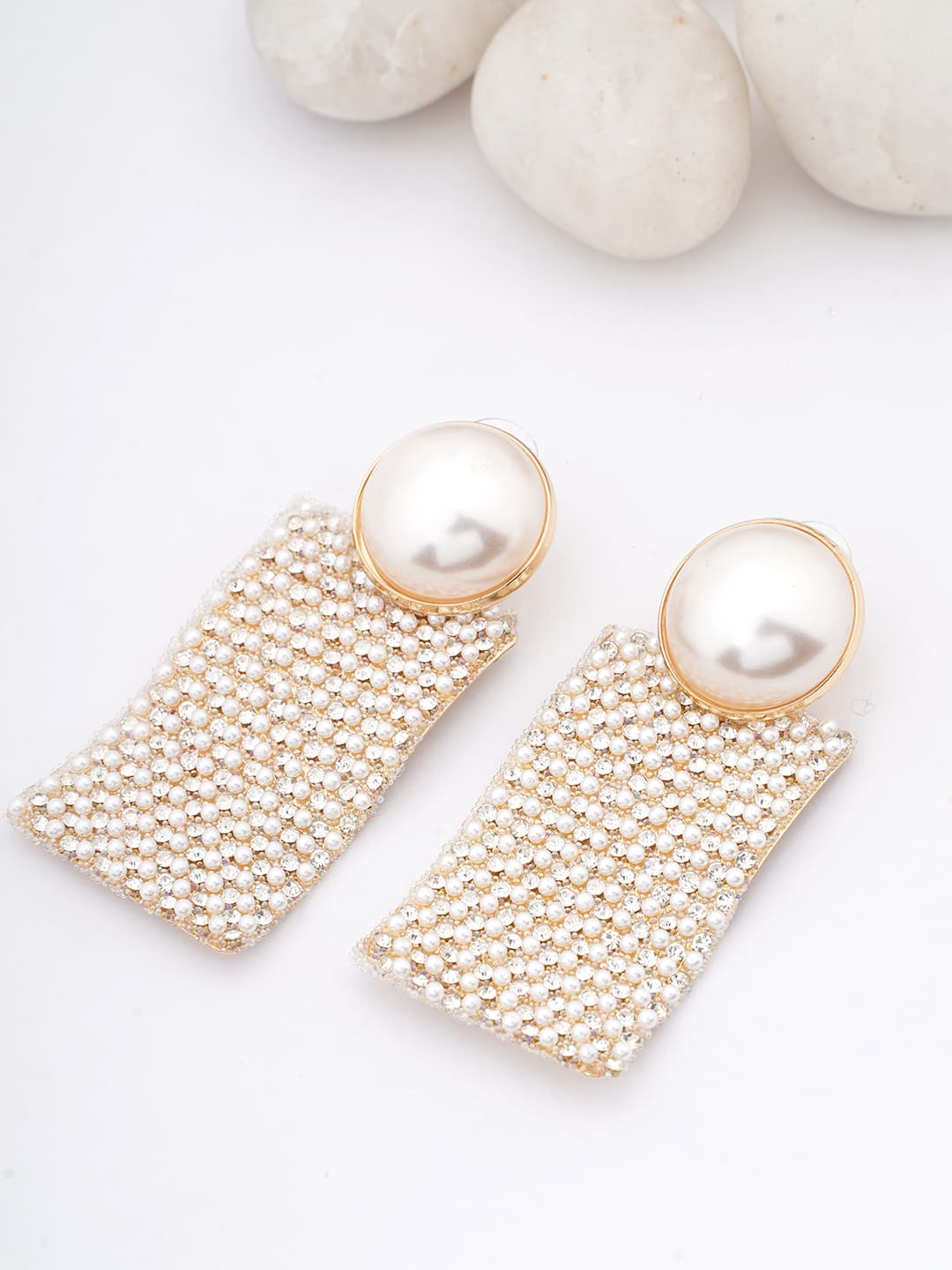 Pearl & Crystal Statement Drop Earrings
