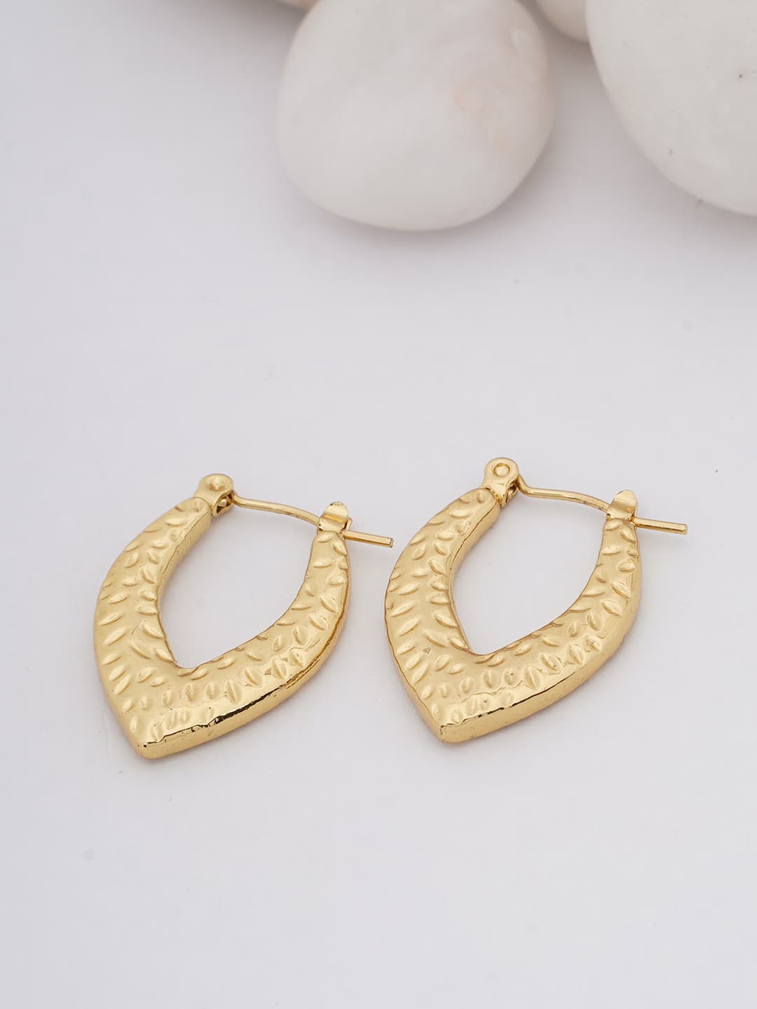 Hammered Gold V-Shaped Hoop Earrings