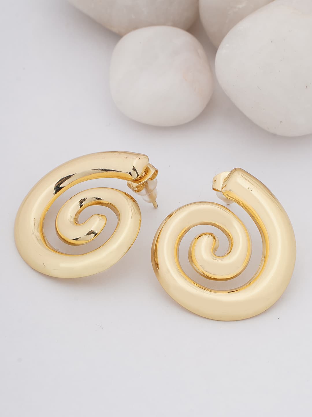 Gold Spiral Stud Earrings
