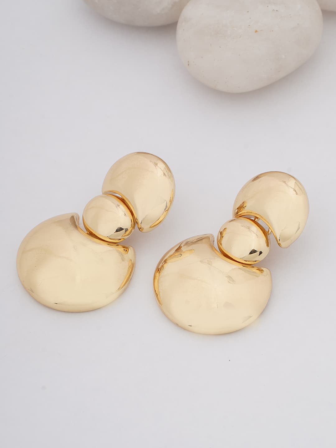 Gold-Tone Sculpted Disc Drop Earrings