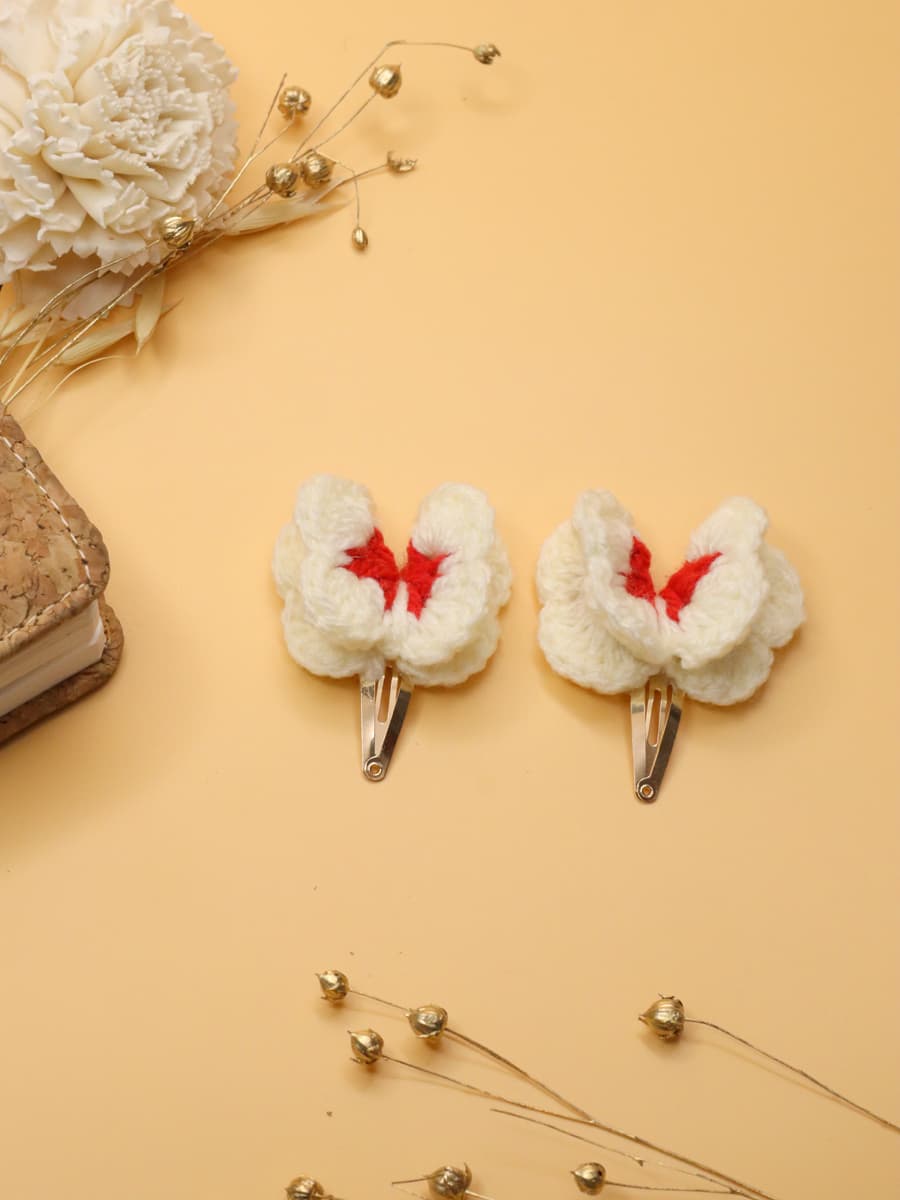 Crochet White Butterfly Hair Clip