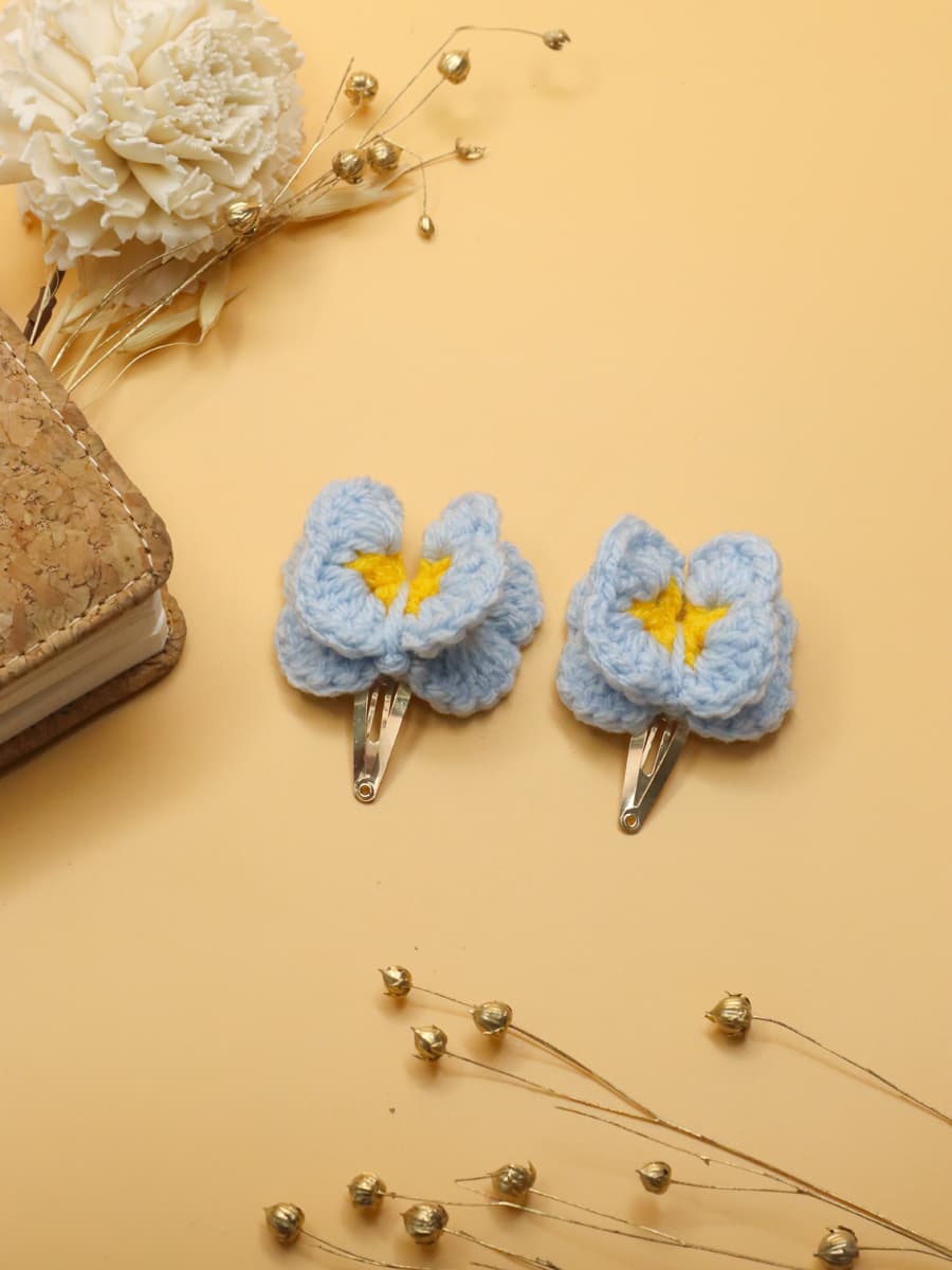 Crochet Blue Butterfly Hair Clip