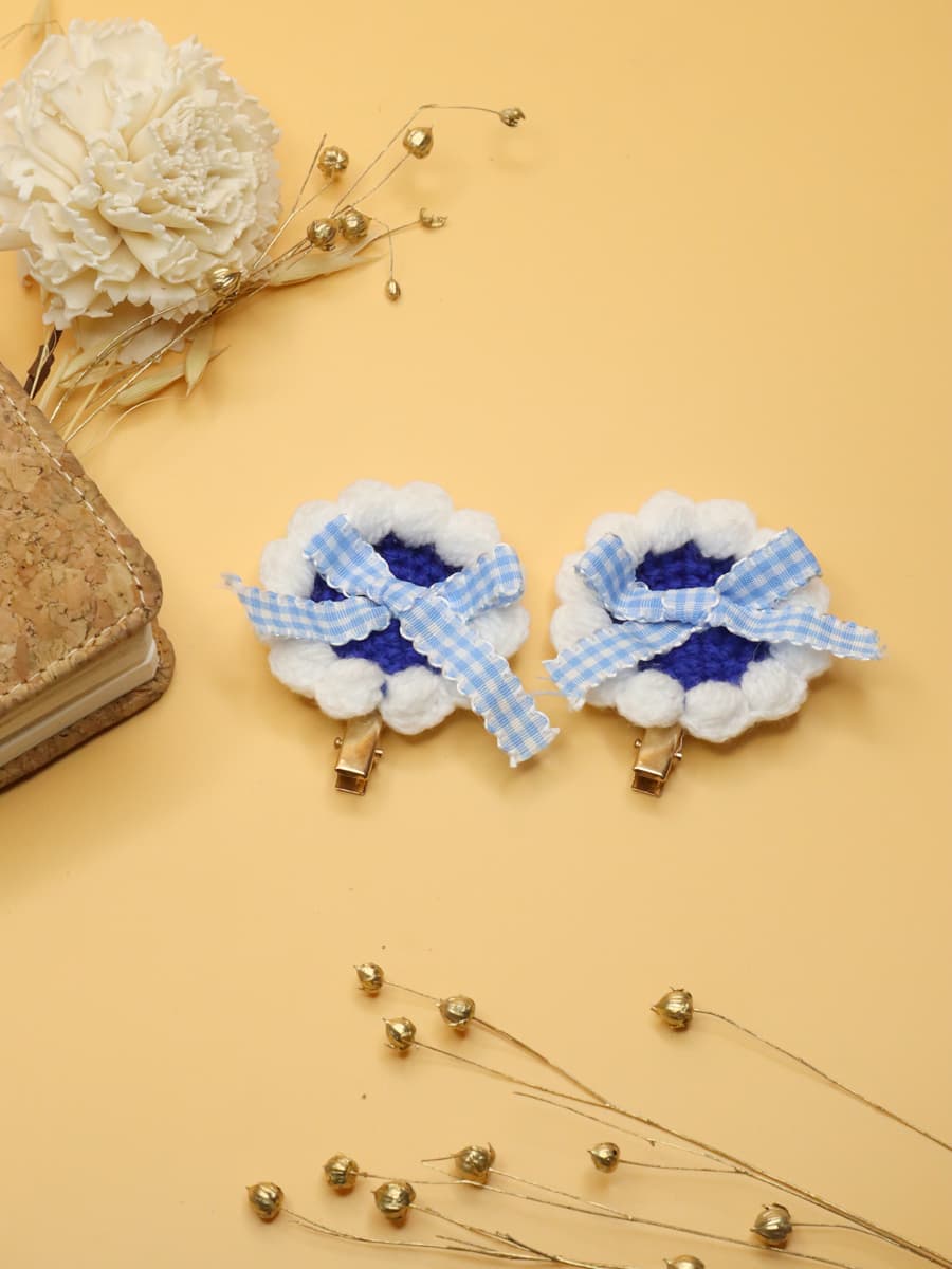 Handcrafted Blue Cherry Blossom Hair Clips