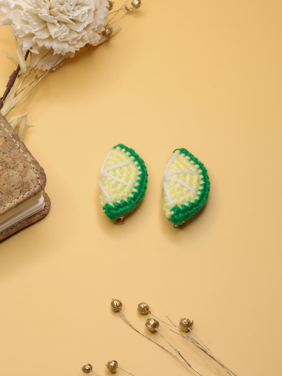 Crochet Lemon Slice Hair Clip