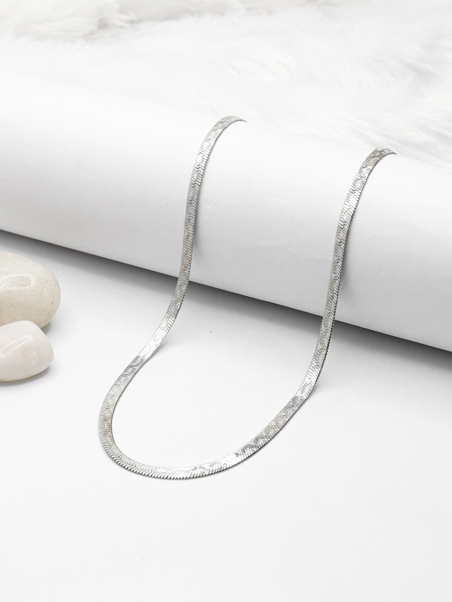 Silver Flat Snake Men Chain