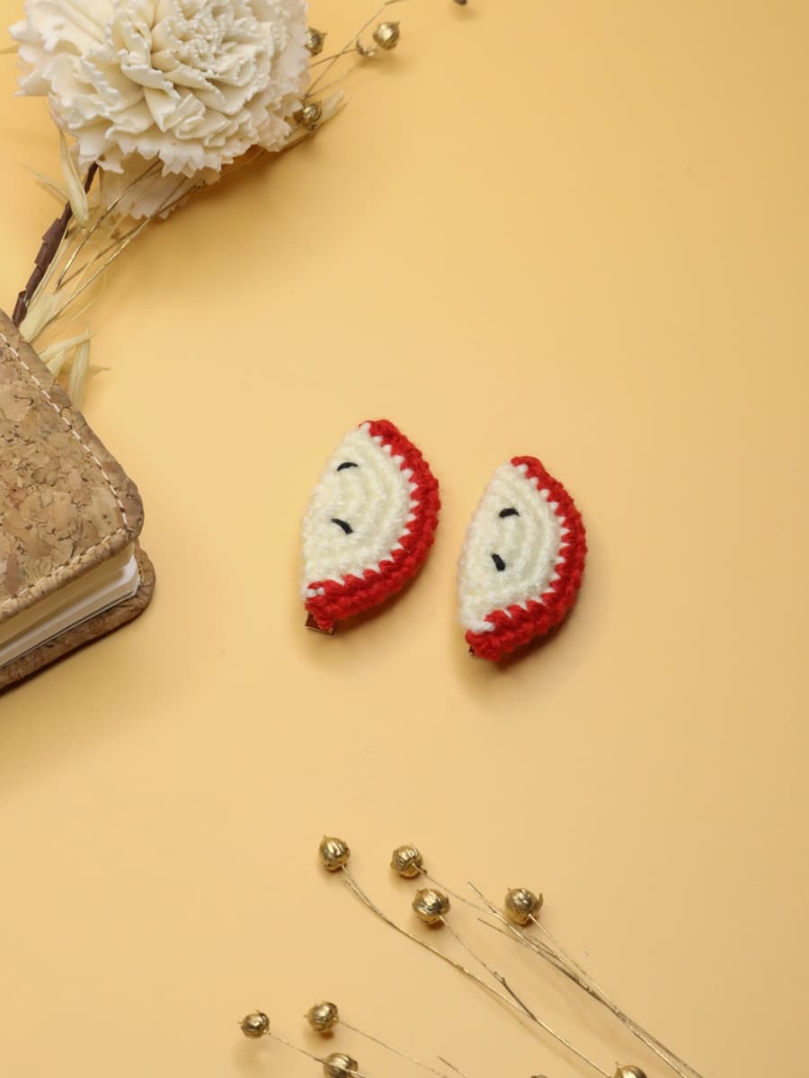 Crochet of White Watermelon Hair Clips