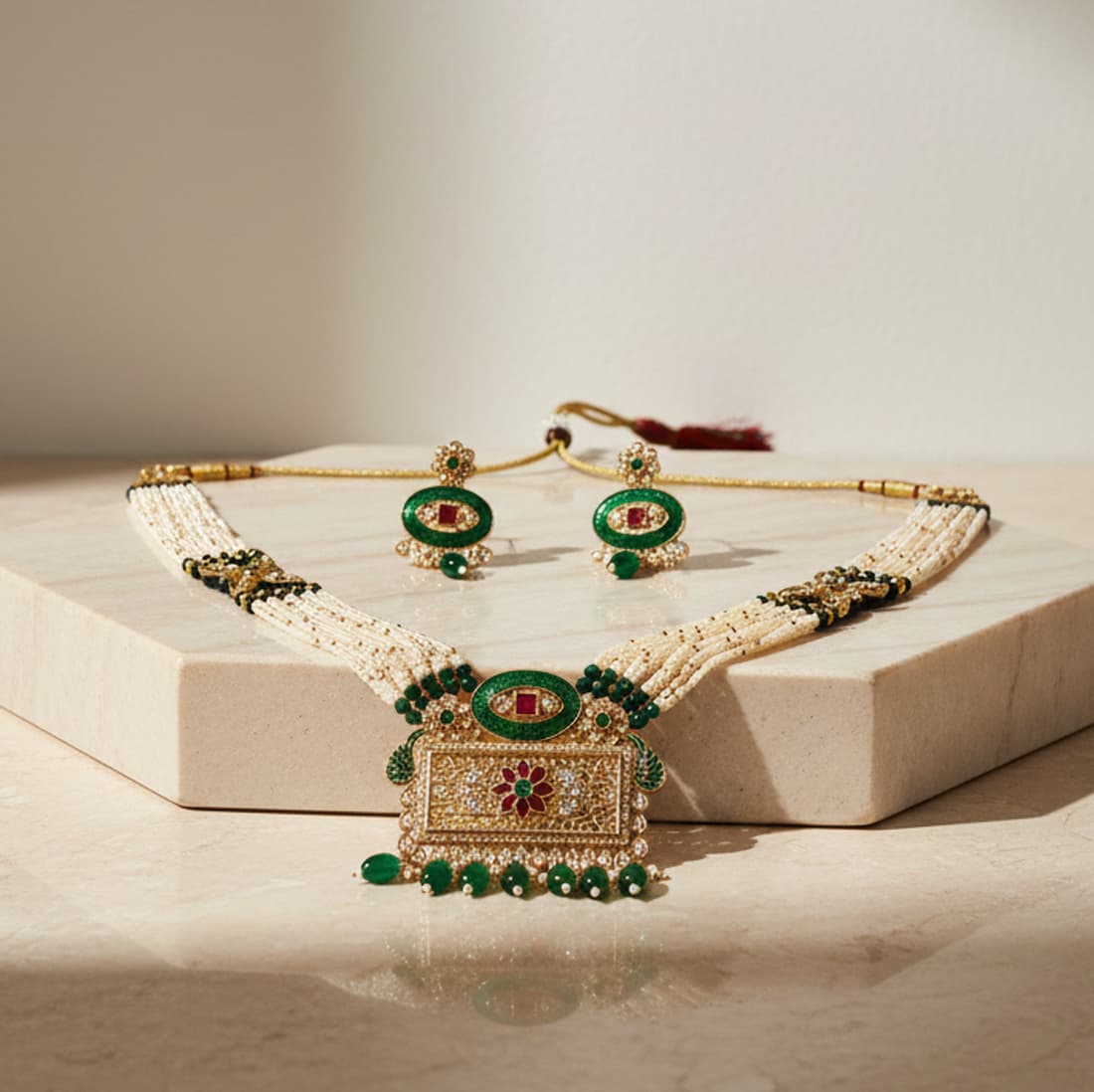 Maharani Kundan Necklace Set with Earrings