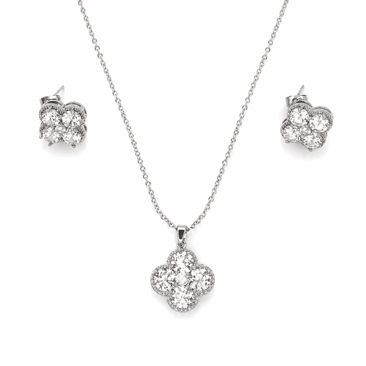 Diamond Flower Necklace Set