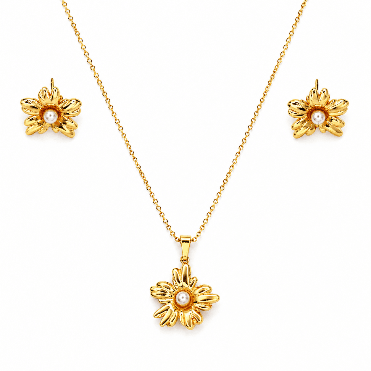 Lumina Floral Pearl Necklace Set
