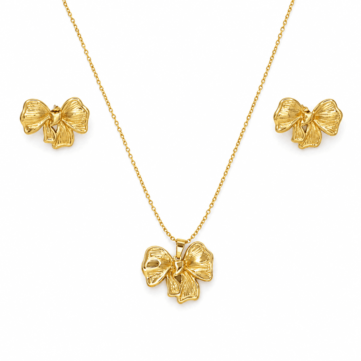 Golden Bow Necklace Set