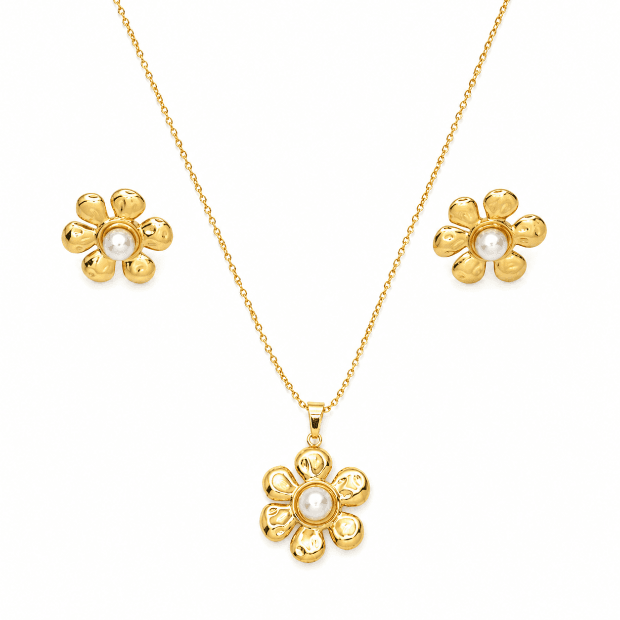 Elegant Pearl Blossom Necklace Set