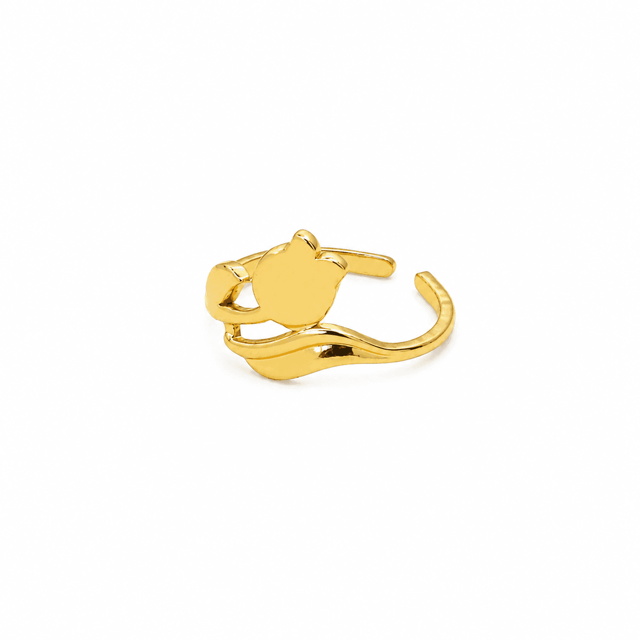 Gold Plated Tulip Flower Adjustable Open Ring