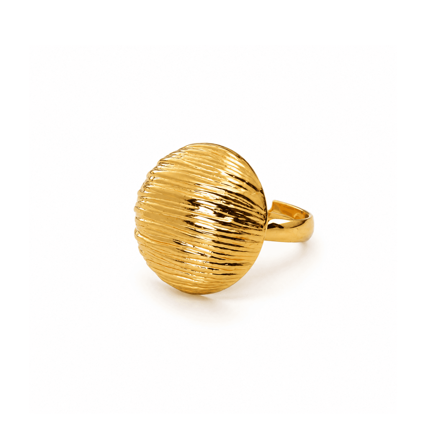 Golden Horizon Ribbed Dome Ring