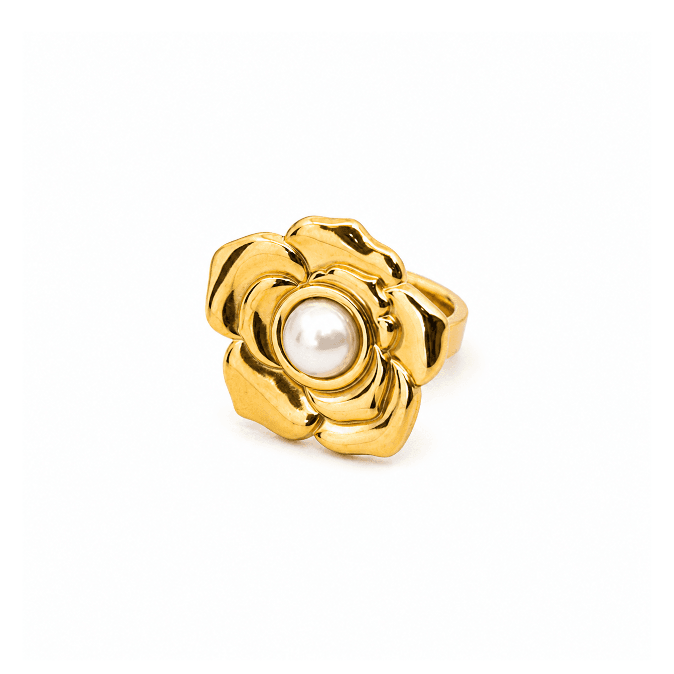 Golden Flower Pearl Ring