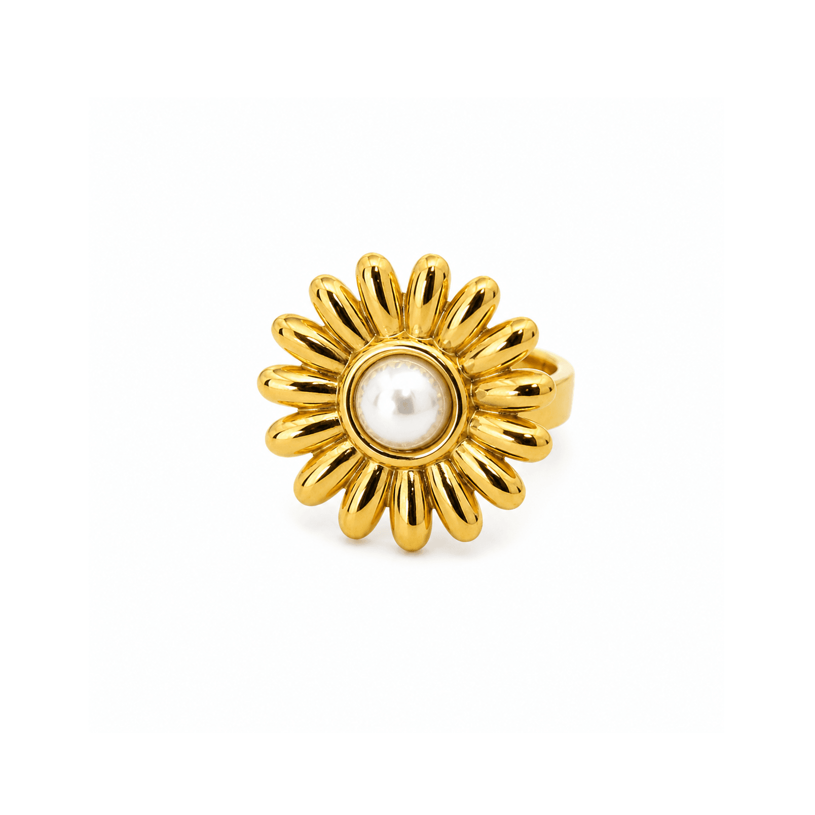 Golden Sunflower Pearl Ring