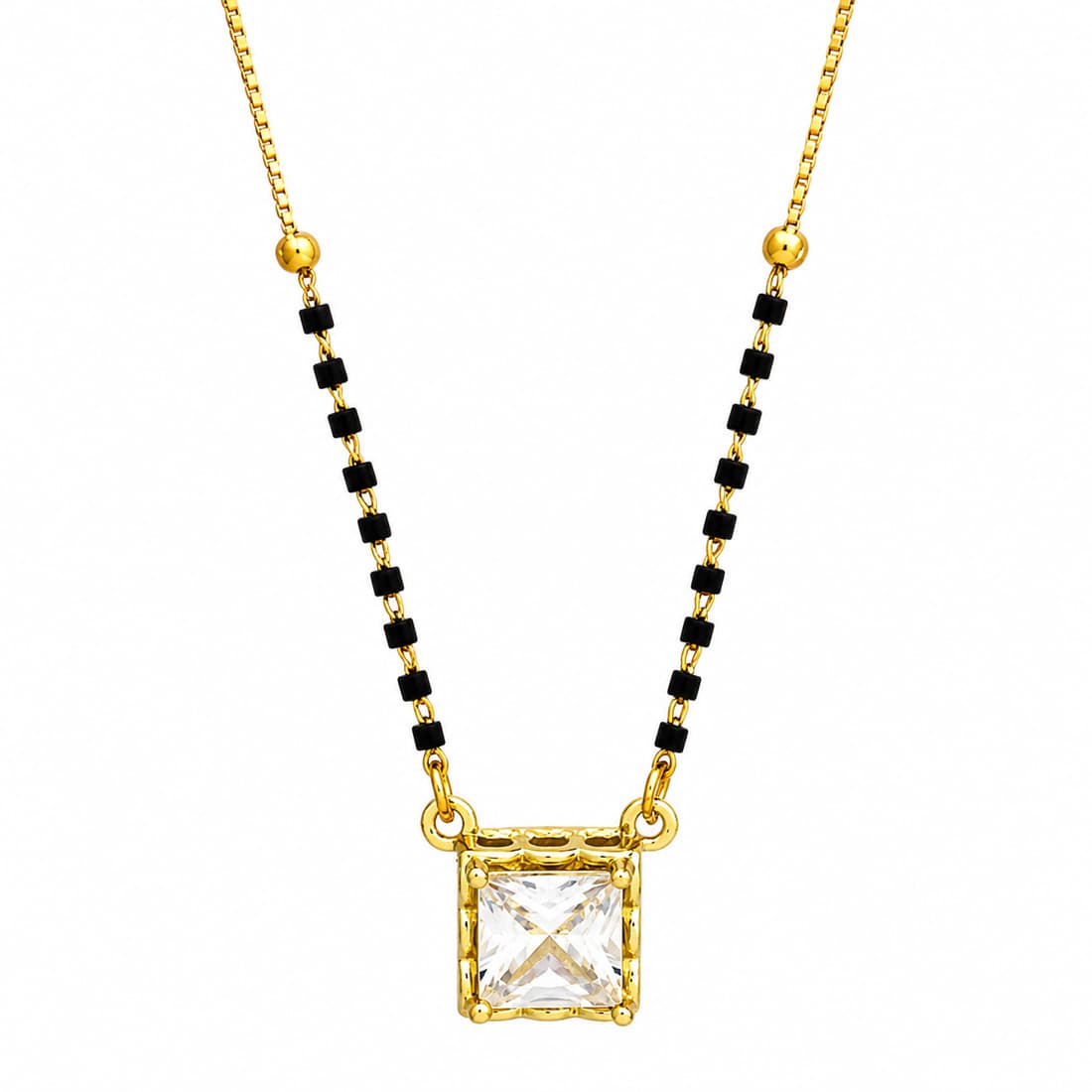 Gold Square Crystal Mangalsutra