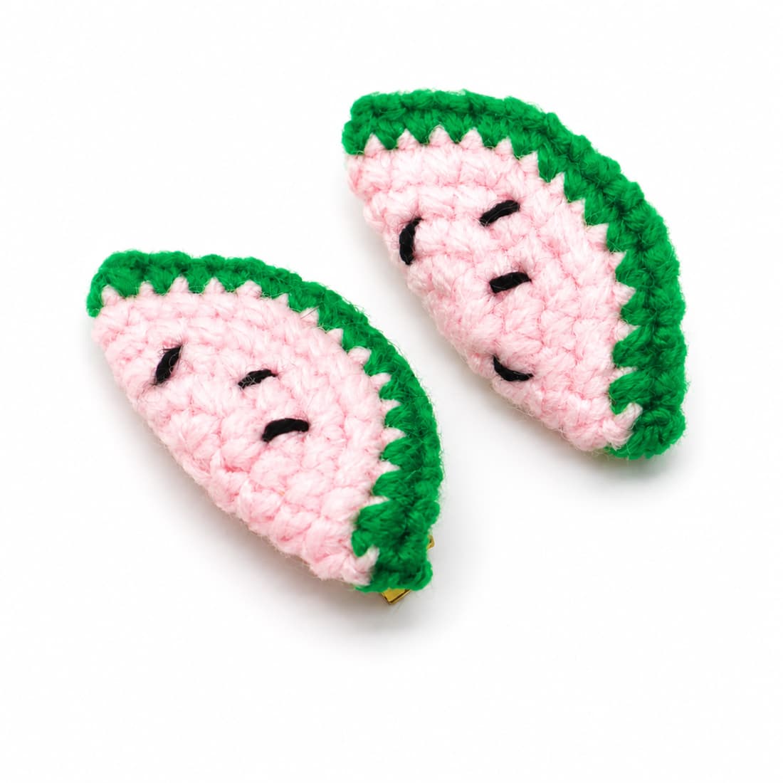 Crochet Pink Watermelon Hair Clips