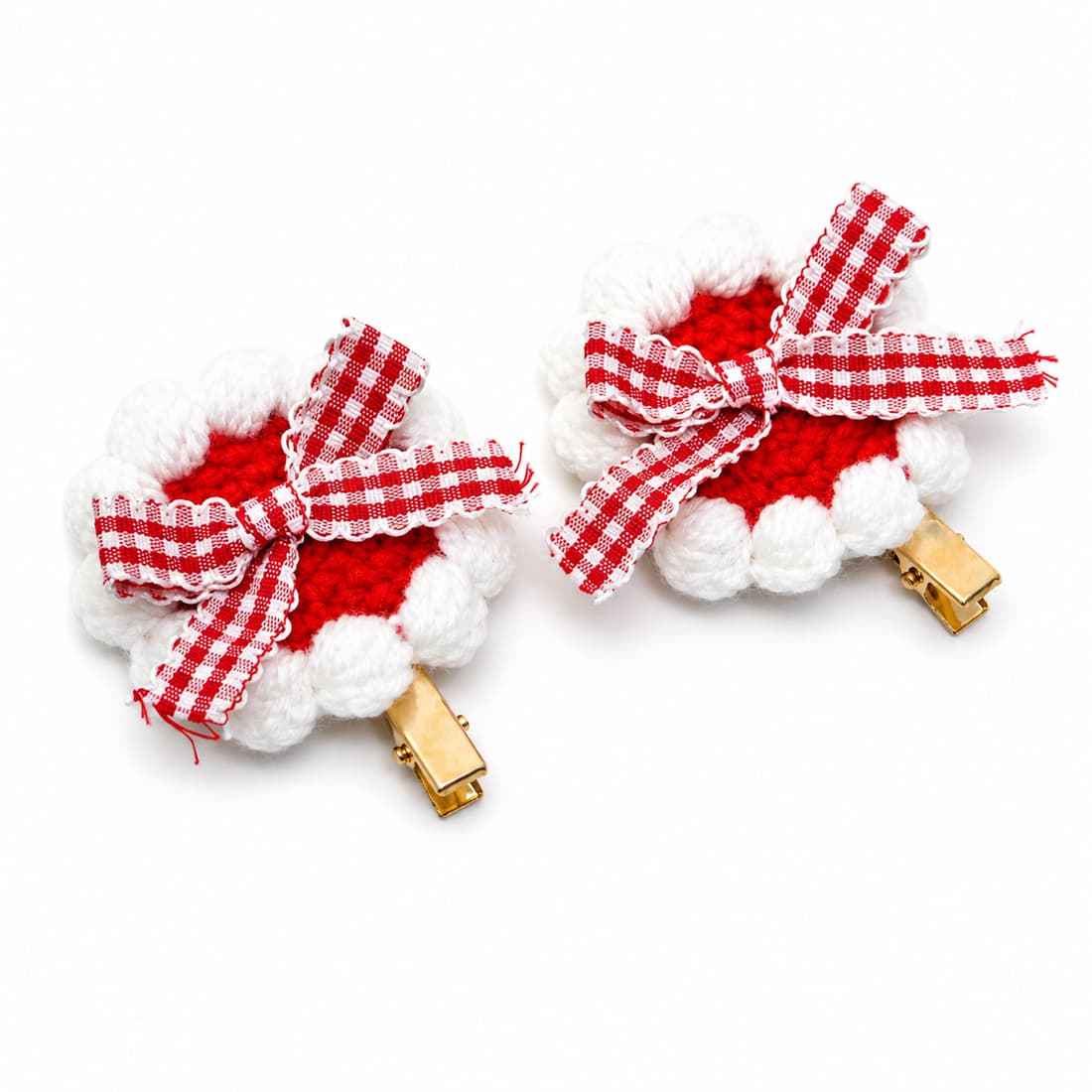 Handcrafted Red Cherry Blossom Hair Clips