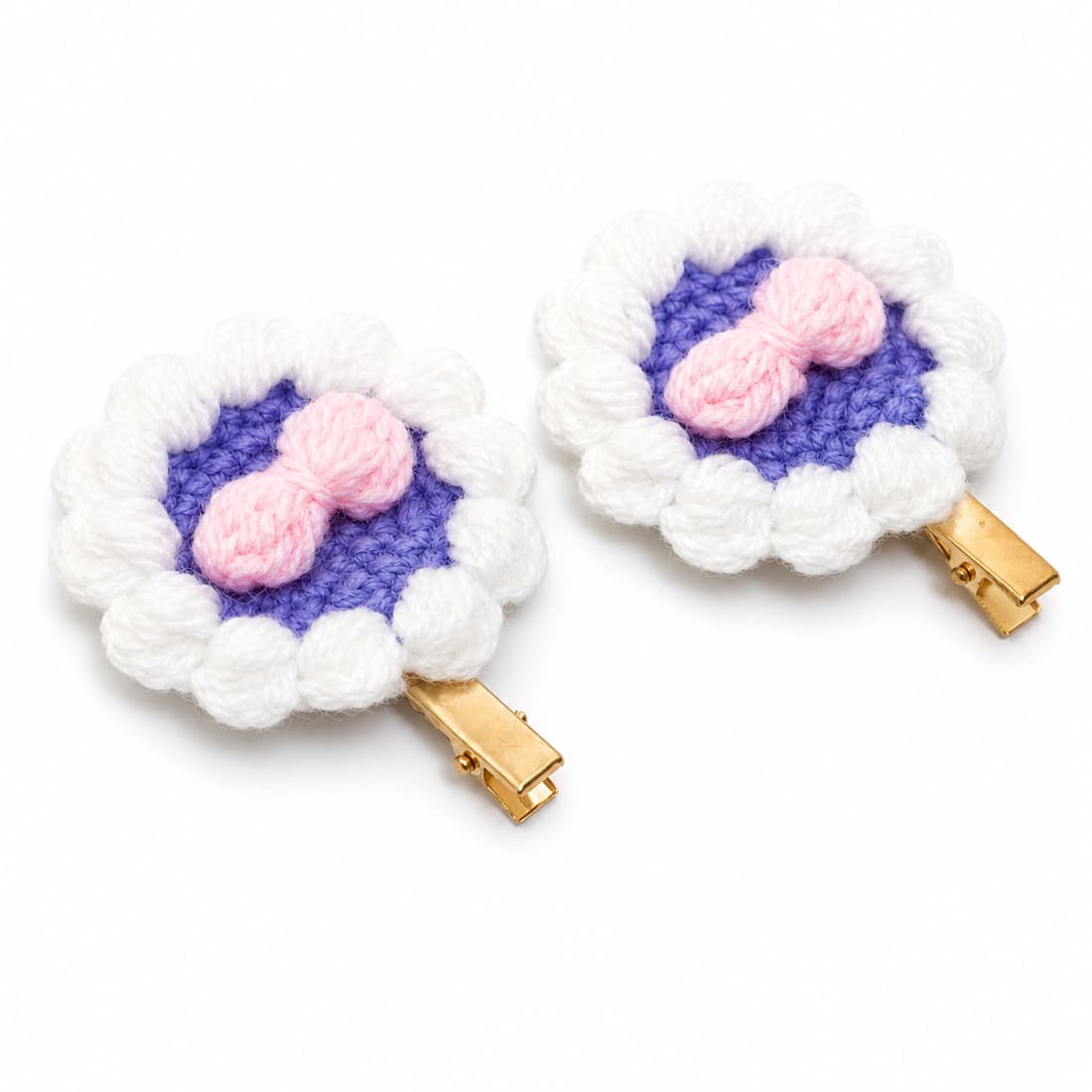 Crochet Purple Flower Hair Clip
