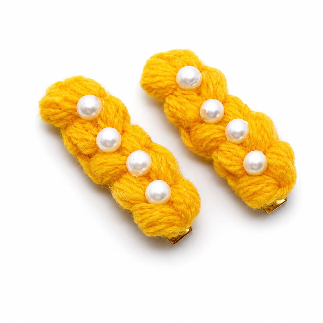 Yellow Braided Yarn Hair Clip