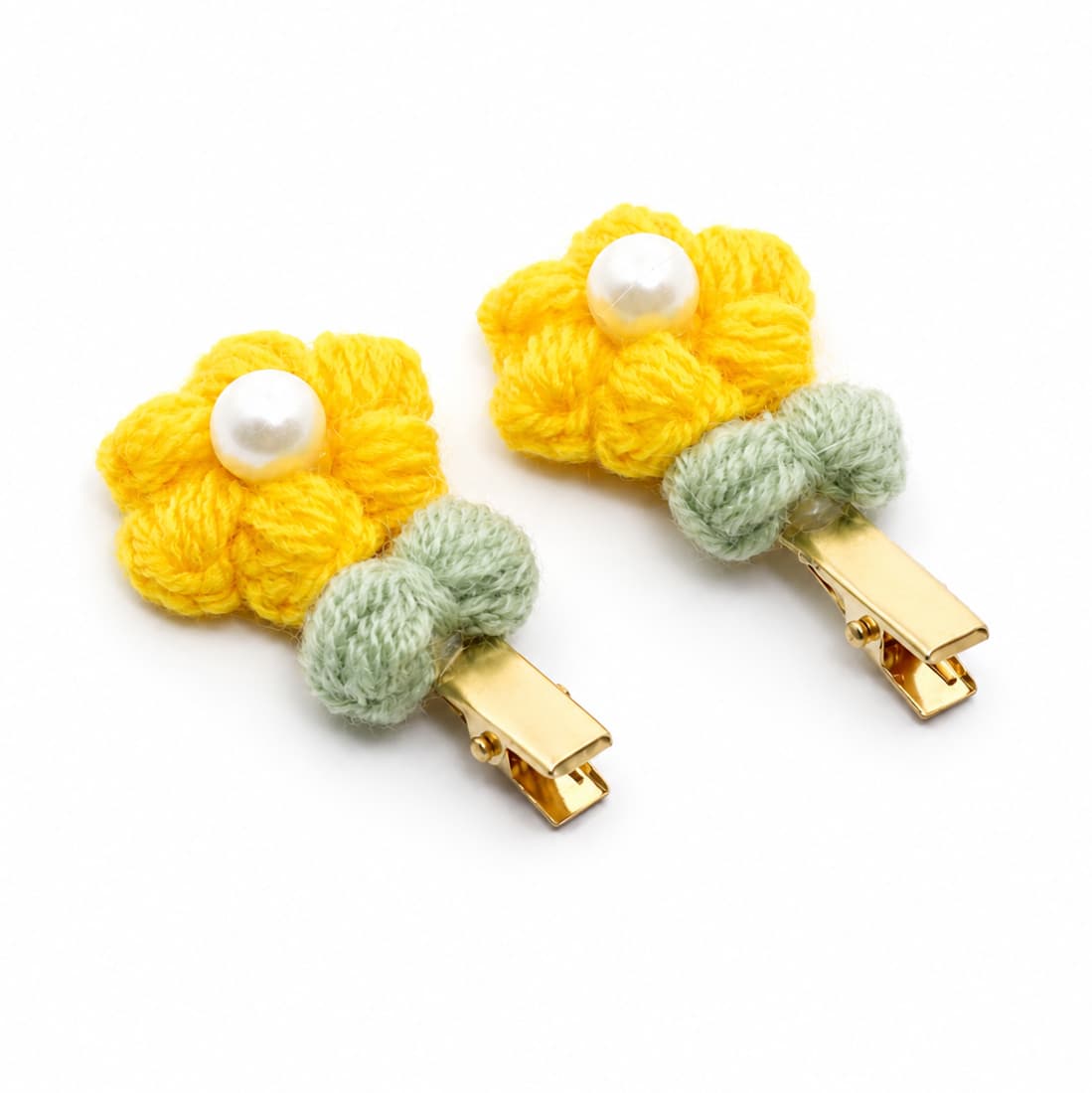 Crochet Yellow Sunflower Hair Clips