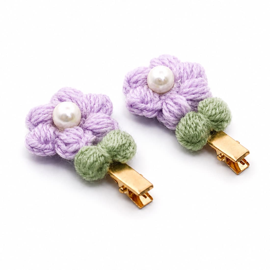 Crochet Purple Sunflower Hair Clips