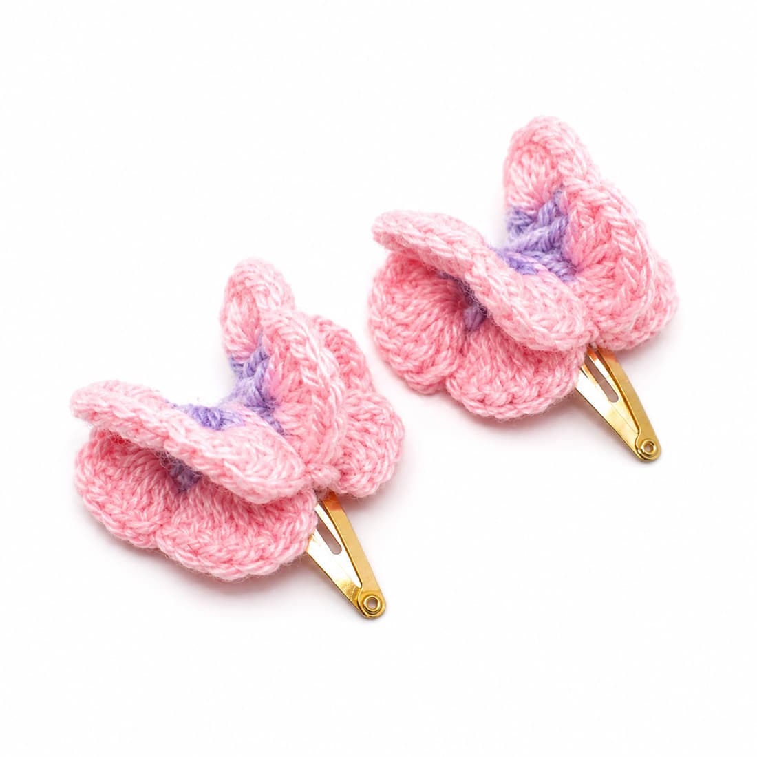 Crochet Pink Butterfly Hair Clip