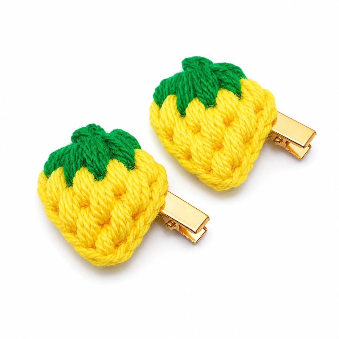 Yellow Crochet Strawberry Hair Clip