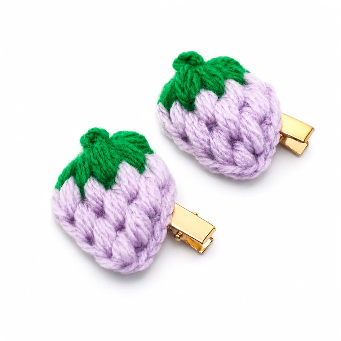 Purple Crochet Strawberry Hair Clip