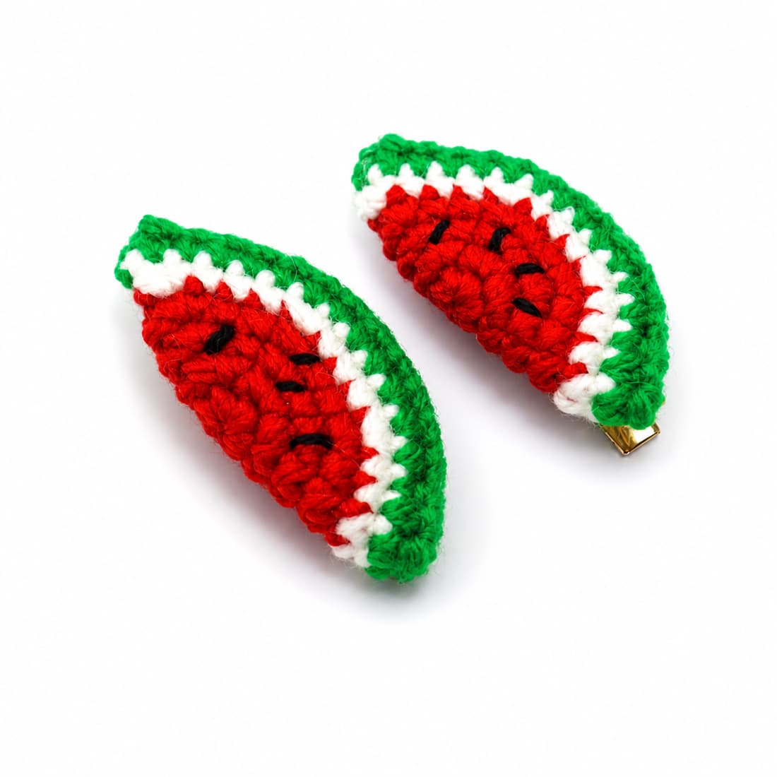 Crochet Red Watermelon Hair Clips