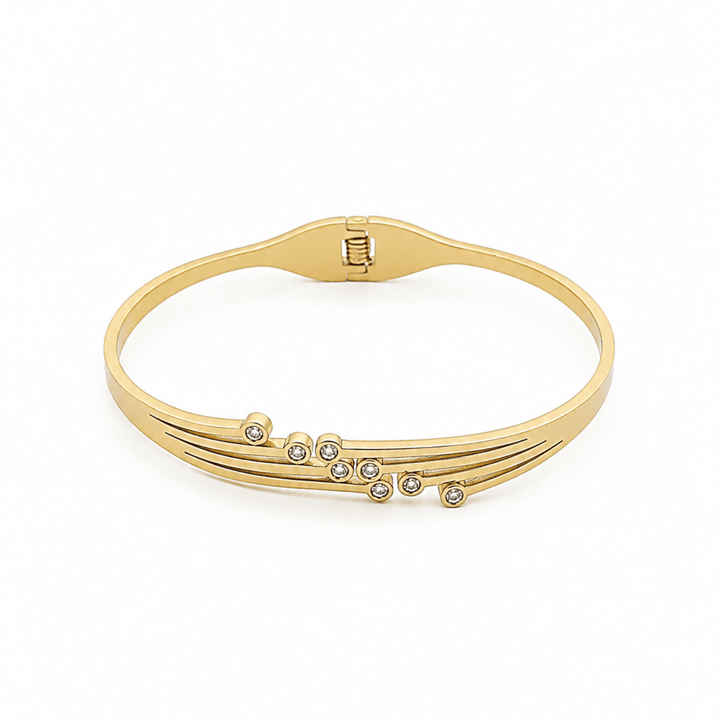 Gold Plated Sleek Sparkle Line Bracelet