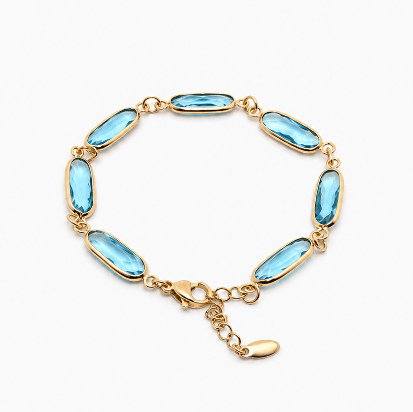 Sky Blue Crystal Stone Chain Bracelet