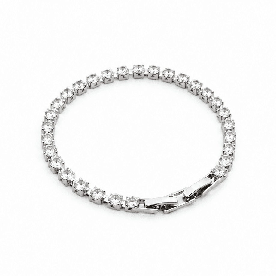 Silver Plated White Crystal Stones Bracelet