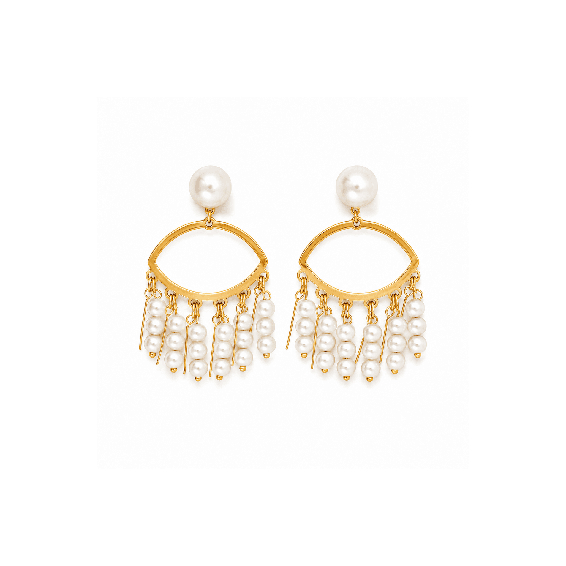 Gold Plated Pearl Eye Drop Earrings