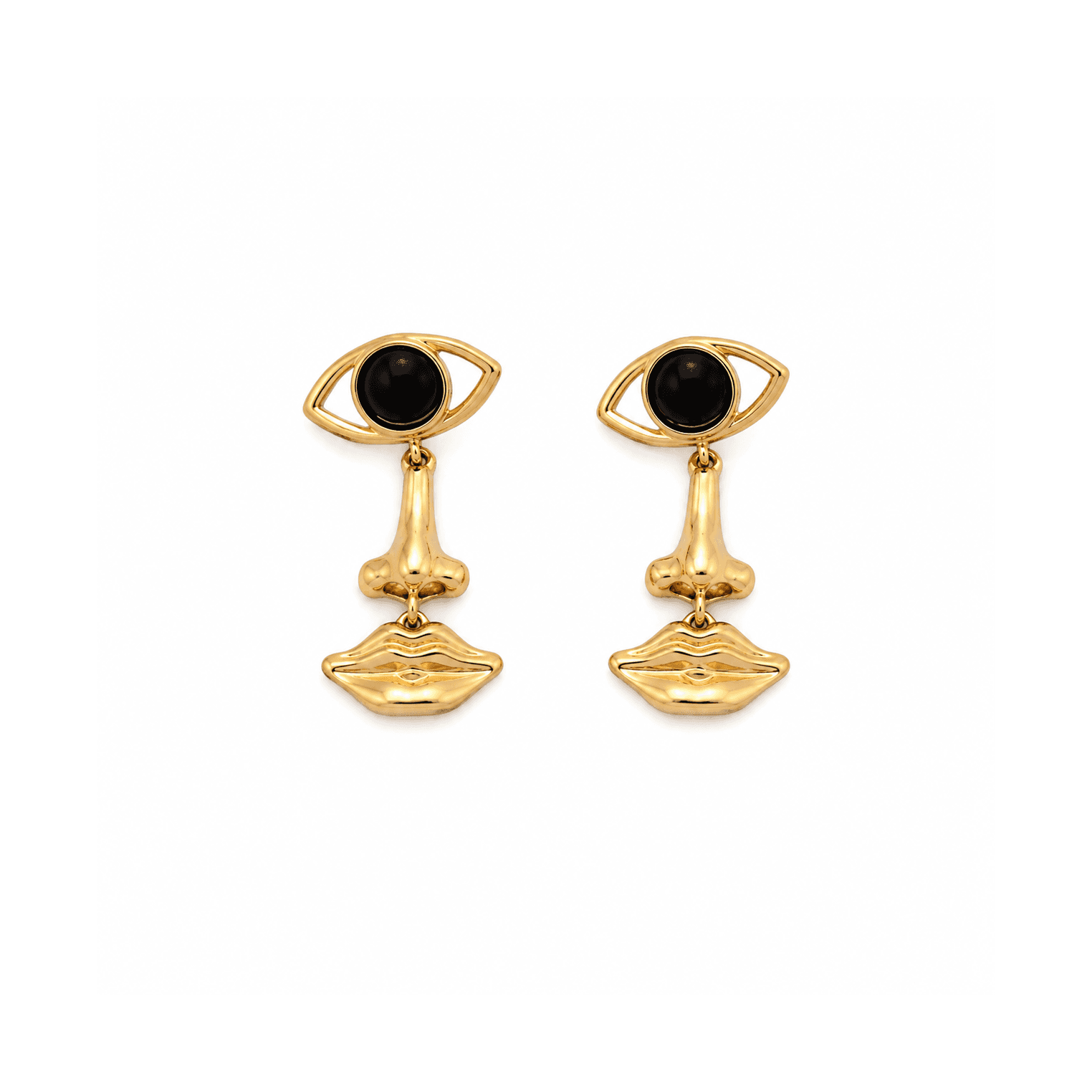 Black Eye Abstract Face Earrings
